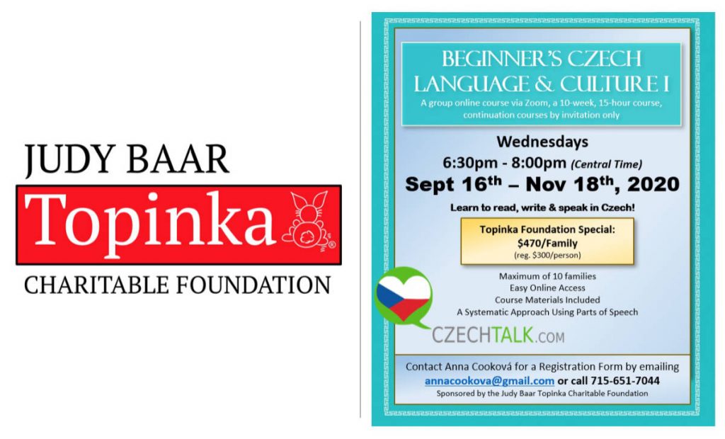 JBTCF Beginning CZ language 2020 Sep to Nov Wednesday evenings