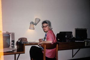 Judy Baar Topinka at desk